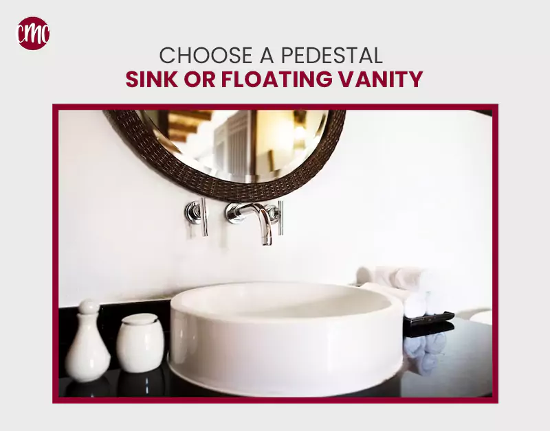 Choose a pedestal sink or floating vanity img